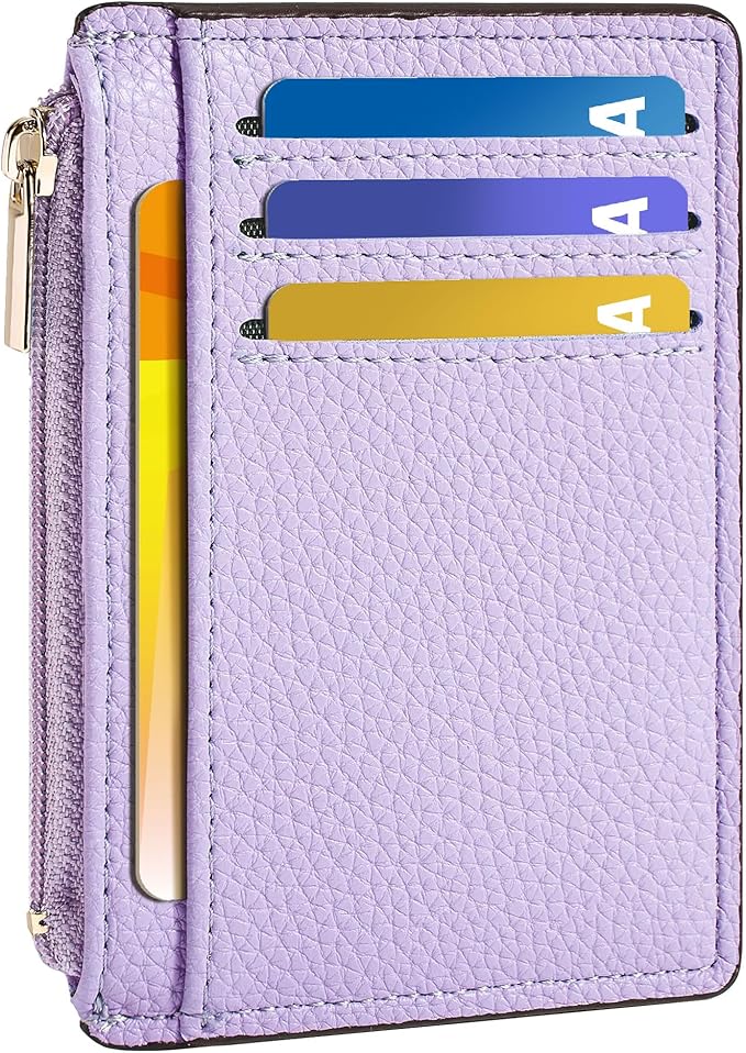 Tipmile Credit Card Holder for Women Slim Minimalist Front Pocket RFID Blocking Wallet Small Compact Card Case with ID Window, Lavender Purple