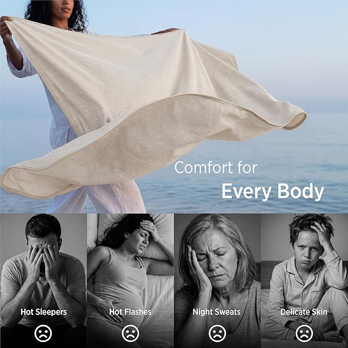 Bedsure Oat Beige Cooling Blanket for Hot Sleepers - Summer Cold Throw Blanket for Bed, Arc-Chill Lightweight Summer Bedding, Cool Thin Ice Cold Cooled Throws with Rayon Derived from Bamboo, 50x70