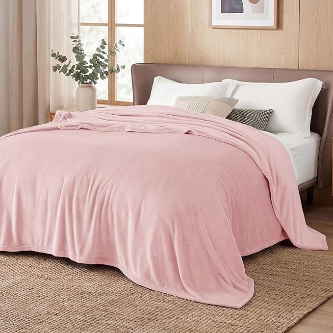 Bedsure GentleSoft Pink Fleece Blankets Queen Size - Bed Blanket Soft Lightweight Plush Fuzzy Cozy Luxury Microfiber, 90x90 inches