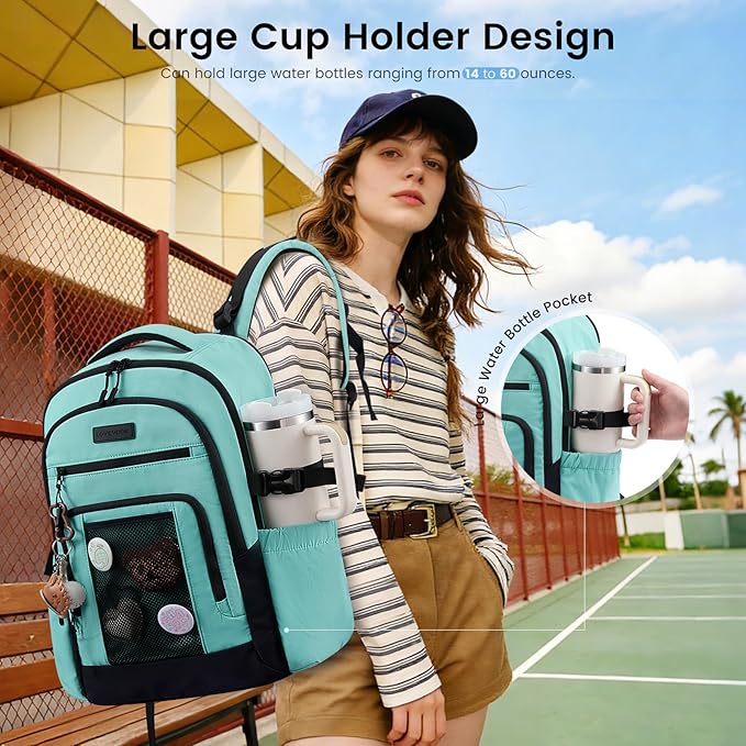 LOVEVOOK Laptop Backpack for Women with Large Cup Holder,15.6 Inch Work Computer Bag with Chest Buckle Back Pad Shoulder Buckle,Waterproof Business Backpack College Teacher Bag for Gift Travel