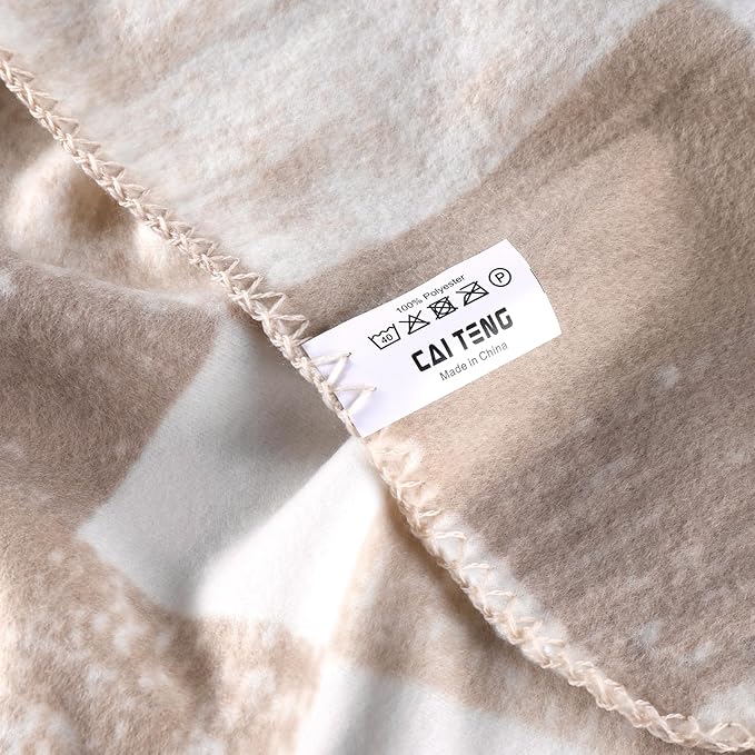 CAI TENG Fleece Throw Blankets Lightweight Warm Soft Cozy Kids Blanket Pet-Friendly Bulk Fleece Blanket Solid for Home, Bed, Sofa, Dorm, Office, Gifts, Outdoor Plaid Beige 6 Pack 50 x 60 inch