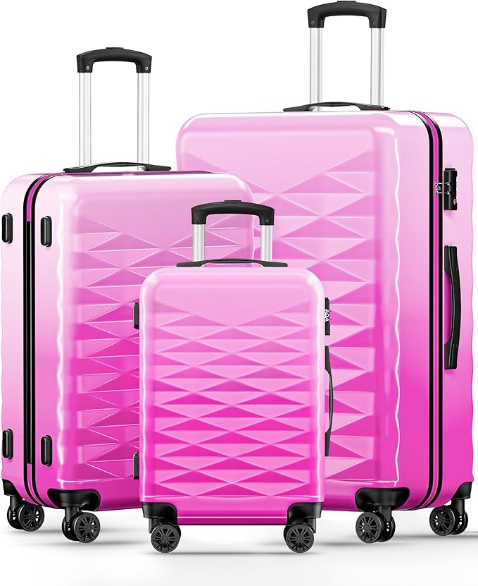 Suitour Luggage Set of 3,Hardside Lightweight Suitcase Sets with Spinner Wheels & TSA lock,Luggage 3 Piece Set for Travel