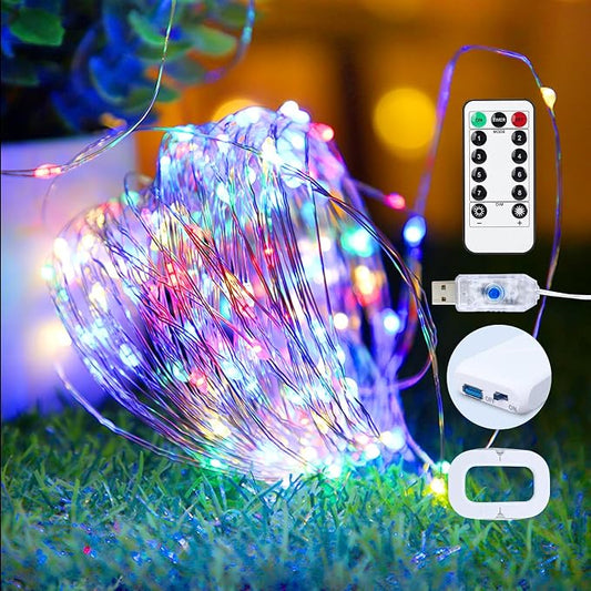 1 Pack USB Plug in Fairy String Lights,16ft 50 LED Copper with Remote and Timer, 8 Modes Waterproof Twinkle String Lights for Bedroom Indoor Party Wedding Christmas Decoration