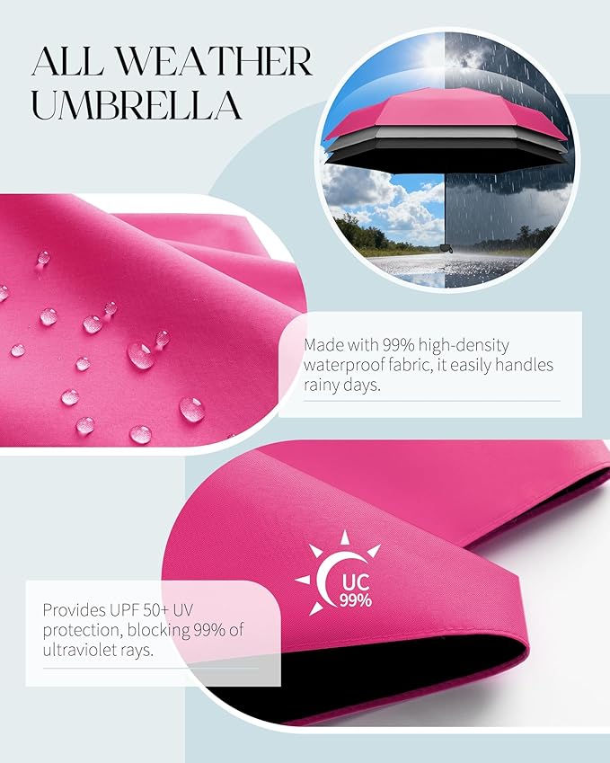 Seniny Mini Portable Travel Umbrella with Case - Compact Umbrellas for Rain & Sun UV Protection for Backpack Pocket, Lightweight Folding Small Umbrella, Tiny Purse Size UV Blocker for Kids Women Girls