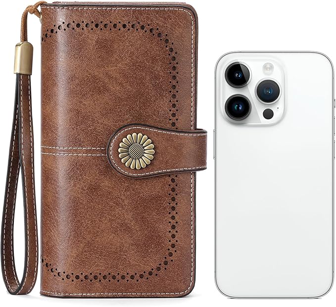 SENDEFN Wallets for Women Leather Credit Card Holder with RFID Blocking Large Capacity Wristlet | with RFID Blocking, Large Capacity, Wristlet, with RFID Blocking, Large Capacity, Wristlet