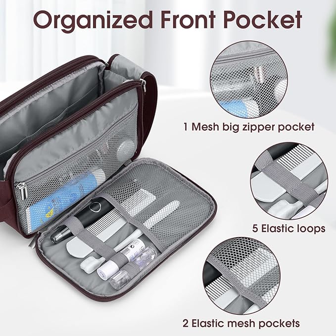 Wedama Toiletry Bag for Men, Handheld Travel Bag, Waterproof Toiletries, Thickened Polyester Dopp Kit, Toiletries Business Trips and Camping, Brown