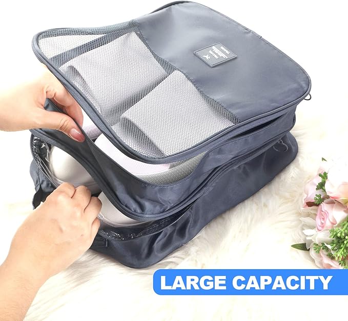 Windyun 2 Pcs Shoe Bags for Travel Holds 3 Pair of Shoes Travel Shoe Bag for Packing Portable Shoe Cubes for Travel and Daily Use(Gray)