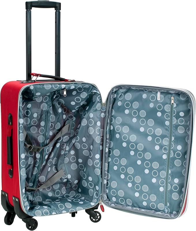 Rockland Pasadena Softside Spinner Wheel Luggage, Red, Carry-On 20-Inch