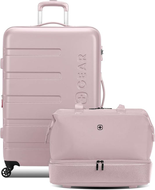 SwissGear 7366 Signature Hardside Expandable Luggage with Spinner Wheels and TSA Lock, Weekender Tote, Pink, 2-Piece Set (Weekender/27)
