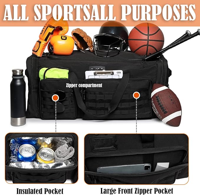 130L Extra Large Duffle Bag for Men, Heavy Duty Duffle Bag for Travel, Large Sports Gym Equipment Bag for Hockey Football Baseball Soccer Basketball & Drum Hardware