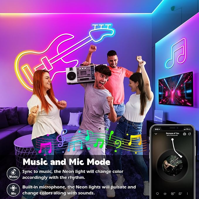 AILBTON 150Ft Neon Rope Lights,Flexible Led Rope Lights Control with App/Remote,Multiple Modes Music Sync Gaming RGB Led Neon Lights for Bedroom Outdoor