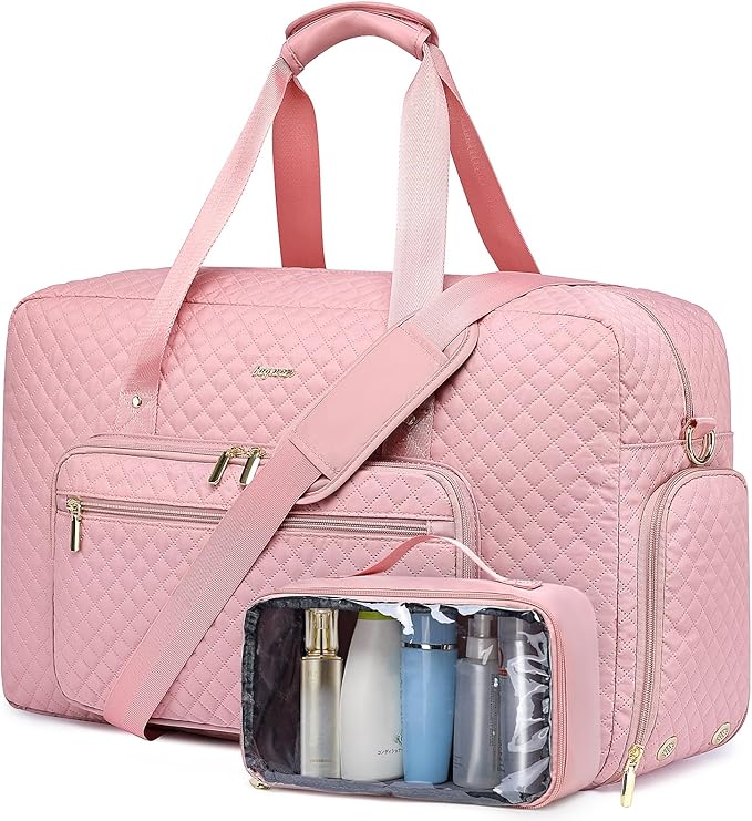 Large Weekender Travel Duffle Bag - With Shoe Compartment Weekender Bags for Womens Carry on Overnight Bag with Toiletry Bag Gym Duffel Bags with Wet Pocket Hospital Bags for Women Labor and Delivery