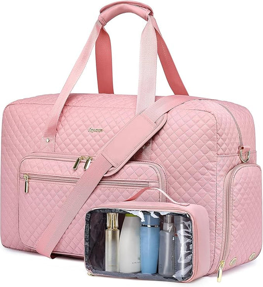 Large Weekender Travel Duffle Bag - With Shoe Compartment Weekender Bags for Womens Carry on Overnight Bag with Toiletry Bag Gym Duffel Bags with Wet Pocket Hospital Bags for Women Labor and Delivery