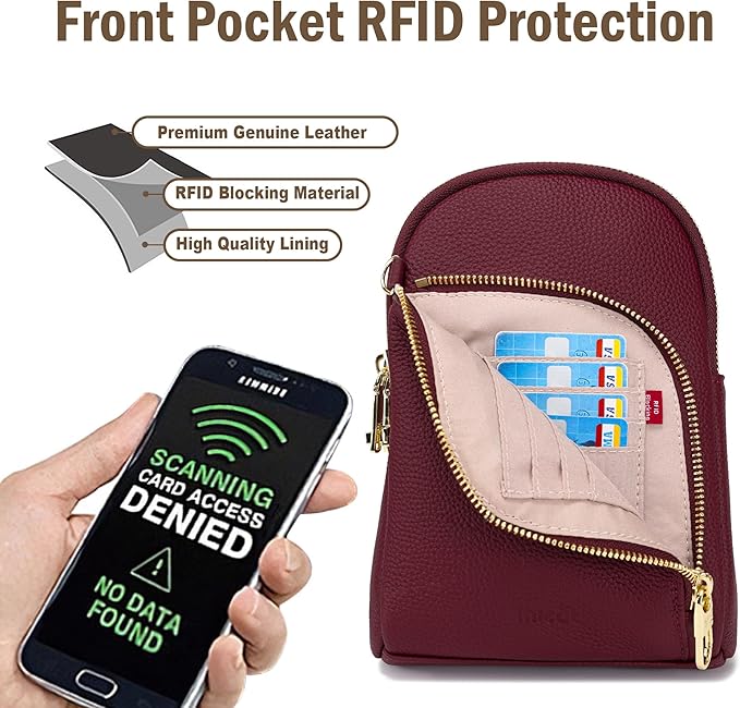 INICAT RFID Blocking Sling Bag, Anti Theft Crossbody Bag for Women, Travel Fanny Pack Style Purse, Vegan Leather