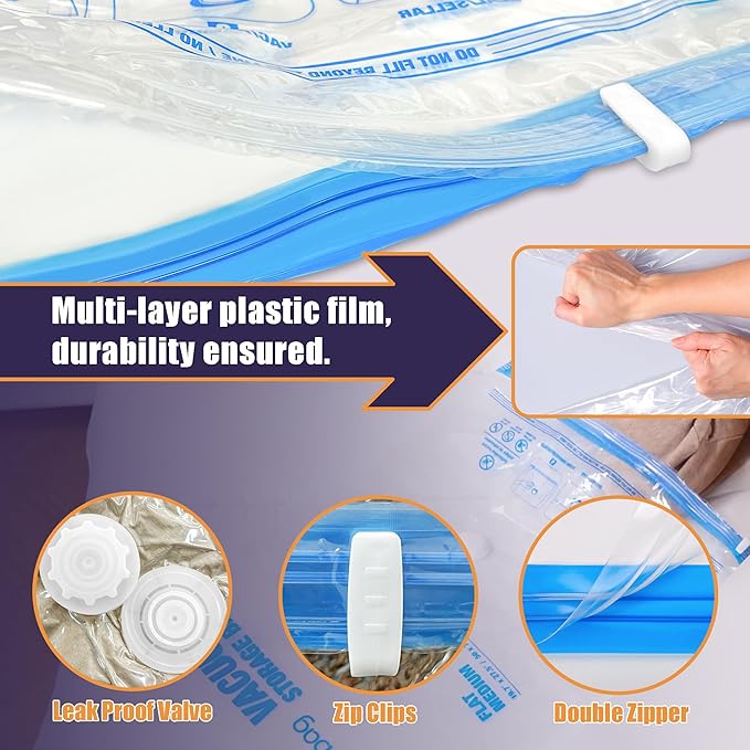 Travel Vacuum Bags with Electric Pump, Vacuum Travel Bags for Luggage and Suitcase, Combo 9 Pack