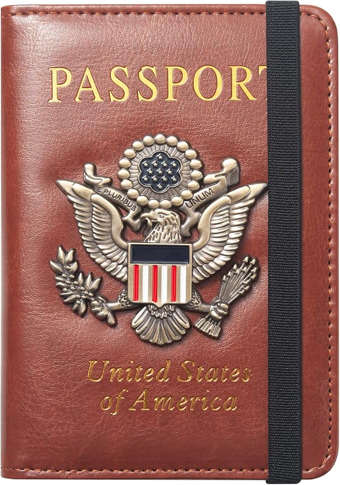 Premium Passport Holder for Travel, RFID Blocking Passport Cover Slim, Durable & Travel-Friendly, Passport Wallet Keep Your Documents Safe & Organized (Brown)