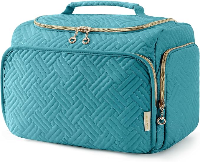 BAGSMART Travel Toiletry Bag for Women, Cosmetic Bag Makeup Bag Organizer with Handle, Travel Bag for Toiletries, Travel Accessories, Full Sized Container
