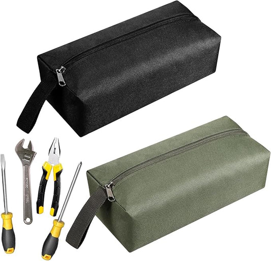 2 Pcs Canvas Tool Pouch with Zipper, Multipurpose Small Tool Pouch Screwdriver Tools Bag Suitable for Storing Scattered Electrician Tools Cosmetics Various Items