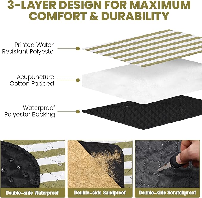 G GOOD GAIN Waterproof Picnic Blanket, 79"x79" Extra Large Beach Mat for 6 to 8 Adults, Machine Washable Outdoor Blanket for Camping, Grass, Park, Camping, Concerts, MiddleGreen