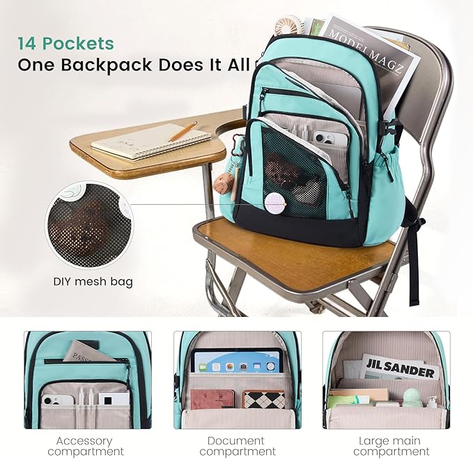 LOVEVOOK Laptop Backpack for Women with Large Cup Holder,15.6 Inch Work Computer Bag with Chest Buckle Back Pad Shoulder Buckle,Waterproof Business Backpack College Teacher Bag for Gift Travel