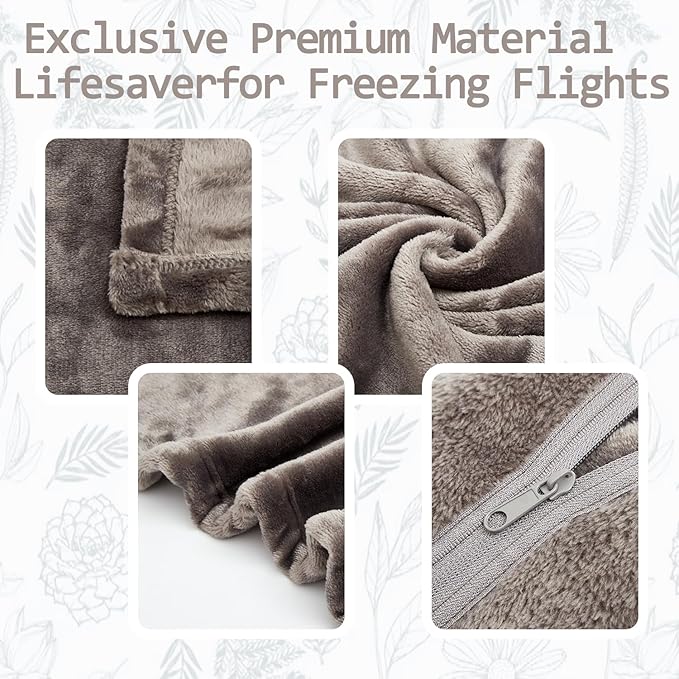 Travel Blanket Pillow, Premium 2 in 1 Flannel Airplane Blanket Compact for Travel,Office, Home,Travel Essentials Accessories for Plane and Car,Compact Office Blanket (Gray)