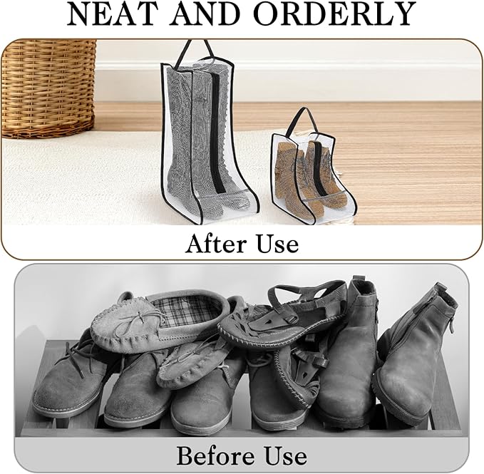 2 Set Boot Storage Bag, Portable Boots Protector Bag Dust Proof Travel Shoe Bags with Handle Boots Organizer for Packing Travel and Daily Use(Short)