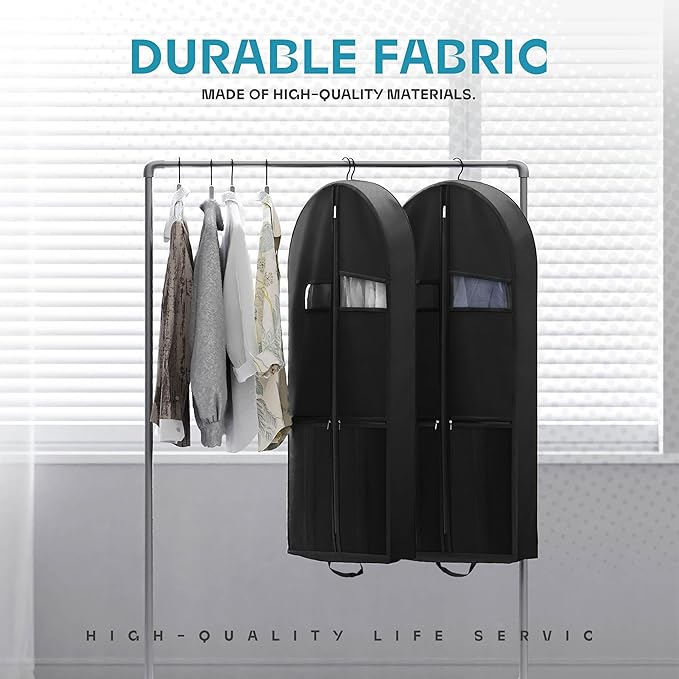 Travel Garment Bag with Zipper Pocket, Suit Bag for Suits, Dresses, Coats