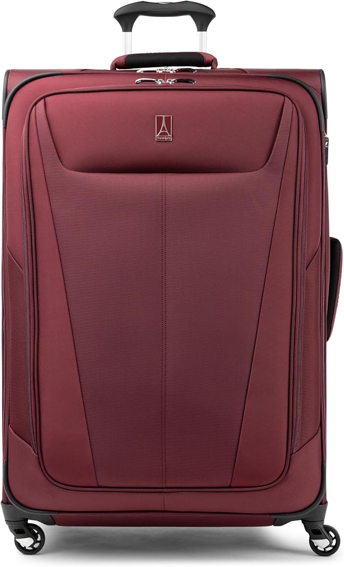Travelpro Maxlite 5 Softside Expandable Luggage with 4 Spinner Wheels, Lightweight Suitcase, Men and Women, Burgundy, Checked-Large 29-Inch