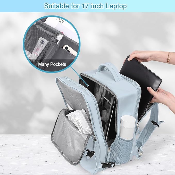 Large Expandable Travel Backpack for Men and Women, 17 Inch Laptop, Waterproof, Casual, College, Business, Hiking, Camping