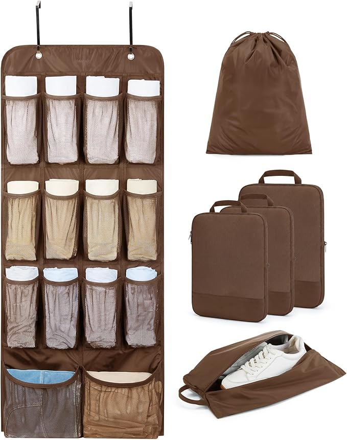 BAGSMART Hanging Compression Packing Cubes for Closet Organizers And Storage, 6 Set Suitcase Organizer Bags Set, Cruise Travel Essentials for Women | Hanging, Compression, Packing Cubes, for Women