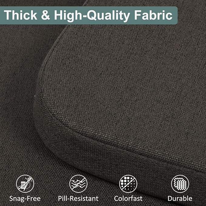 Shinnwa Seat Cushions for Dining Room Chairs 6 Pack, Patented Design Memory Foam Dining Chair Pads with Ties and Washable Cover, Set of 6, 17" x 16" x 2", Dark Brown
