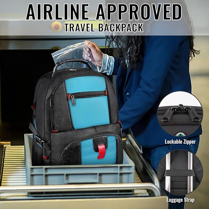 YOREPEK Large Backpack for Men, Extra Large Laptop Backpacks for Men Women, Water Resistant Travel Backpack Airline Approved Business Work Bag Fits 17 Inch Computer, Black