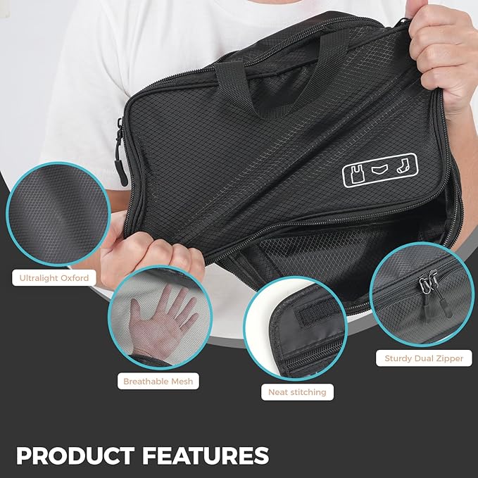 Ultralight Compression Packing Cubes, 3 Set Lightweight Travel Packing Organizer for Suitcase, Double-Zipper Packing Cubes with Laundry Bag for Weekend Trip
