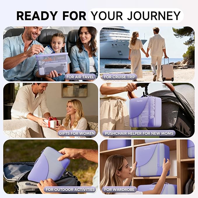 11 Set Packing Cubes for Travel, Gifts for Women Mom Kids,TSA Approved Bags for Makeup, Cosmetic, Toiletry, Suitcase Organizers for Checked Luggage, Cruise Essentials,Airplane Accessories, Lavender