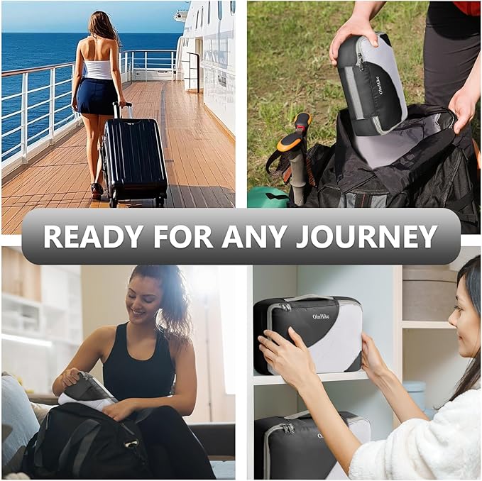 8 Set Packing Cubes for Travel, Gifts for Women Mom,Anti-Tearing Suitcase Organizer for Luggage with Shoe & Hanging Toiletry Bag,OlarHike Vacation Essentials & Accessories for Cruise Ship