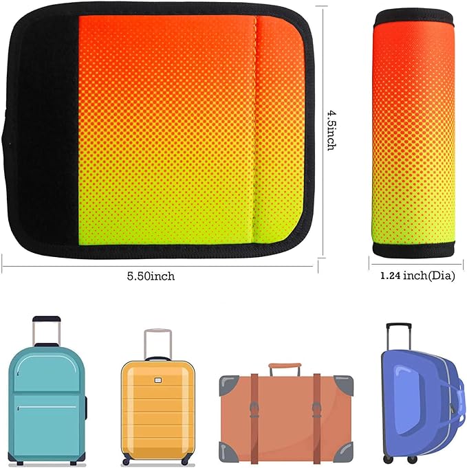 Luggage Handle Wrap for Suitcase-Printed Bright Neoprene Luggage Tags/Grips/Identifiers/Markers/Covers/Gripper for Suitcases Carry On Bags 5 Packs (Orange Dot)