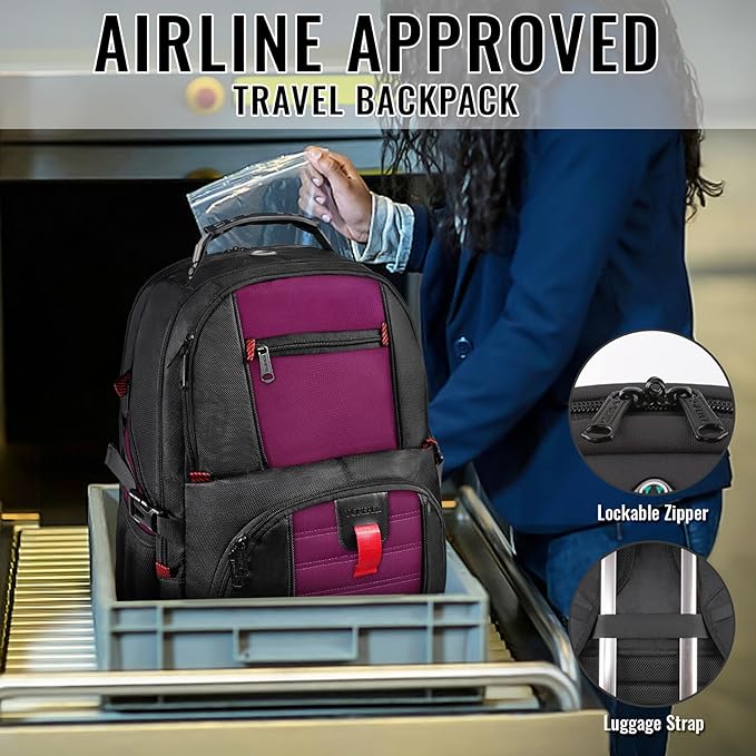 YOREPEK Large Backpack for Men, Extra Large Laptop Backpacks for Men Women, Water Resistant Travel Backpack Airline Approved Business Work Bag Fits 17 Inch Computer, Black