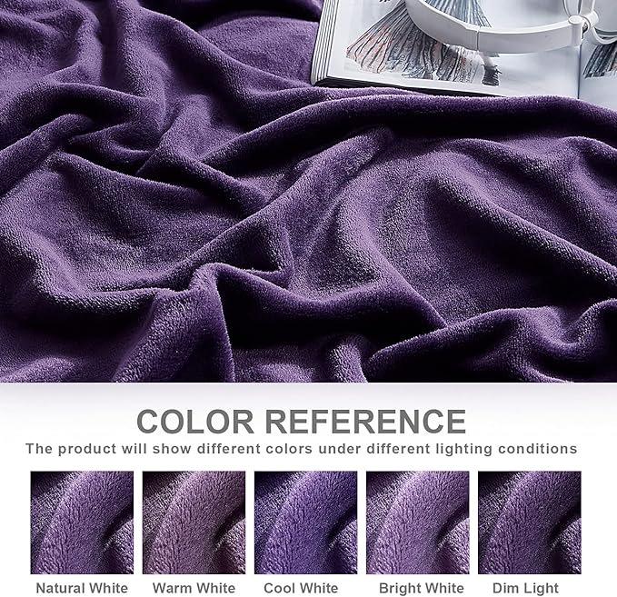 Hansleep Fleece Purple Throw XL Blanket, Super Soft Flannel Fuzzy, Plush Cozy Blanket for All Seasons, Purple, Throw XL 50x70 Inches