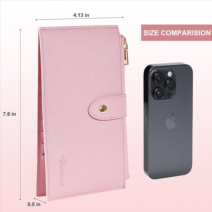 Travelambo RFID Wallet Women Large Size Bifold Multi Card Wallet Case with Zipper Pocke Credit Card Holder for Women