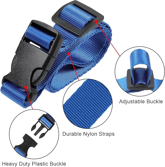Vigorport Utility Straps Quick Release Nylon Backpack Accessory Bag Strap,Adjustable for Hiking,Travel,Outdoor Sports-4 Pack (Blue, 0.75" W-24 L)