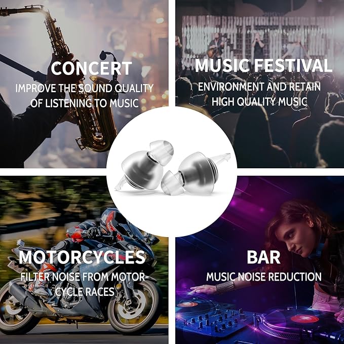 LYSIAN High Fidelity Concert Ear Plugs for Musicians & Festivals, Reusable Noise Reduction Earplugs for Live Music, Raves & Events, Comfortable Fit, 2 Pairs Value Pack, 23dB