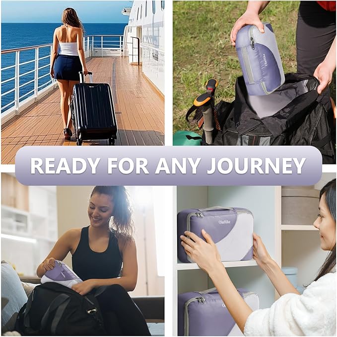 8 Set Packing Cubes for Travel, Gifts for Women Mom,Anti-Tearing Suitcase Organizer for Luggage with Shoe & Hanging Toiletry Bag,OlarHike Vacation Essentials & Accessories for Cruise Ship