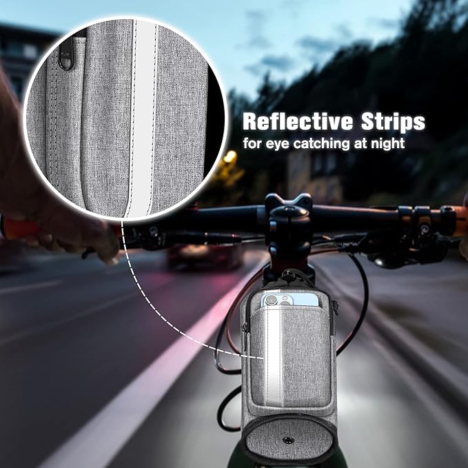 FINPAC Cup Holder for Bike, Universal Water Bottle Holder with Phone Pockets for Stroller Walker Golf Cart Rollator and Scooter, Outdoor, Biking - Gray