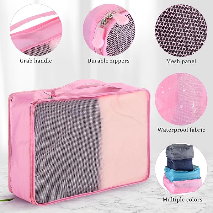 Tudomro 12 Pcs Large Packing Cubes Luggage Organizers for Suitcase Mesh Travel Organizer Bags Travel Packing Organizers for Traveling Camping Hiking