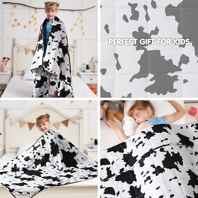 yescool Highland Cow Print Weighted Blanket 5 Pounds Cooling Cow Blanket, Heavy Blanket for Sleeping, Throw Blanket Gifts Weighted Comforter for 40-60lbs, 36"x48"