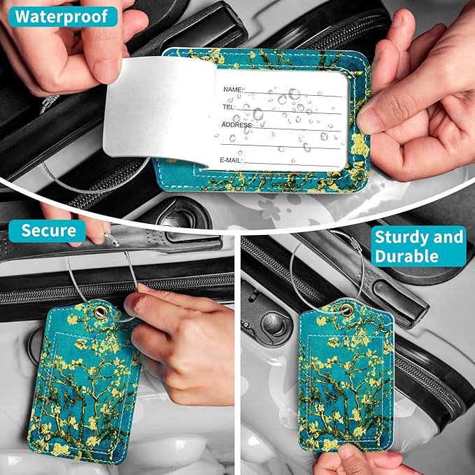 Fishent Luggage Tag (3pcs), Personalized Travel Cruise Tags for Suitcases, Privacy Flap, Baggage Name Tag for Women Men Kids, Luggage Backpack Handbag School Bag