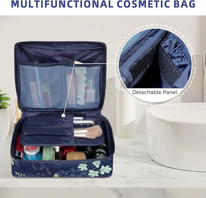 BAGAIL 8 Set Packing Cubes Luggage Packing Organizers for Travel Accessories-Navy Leaf