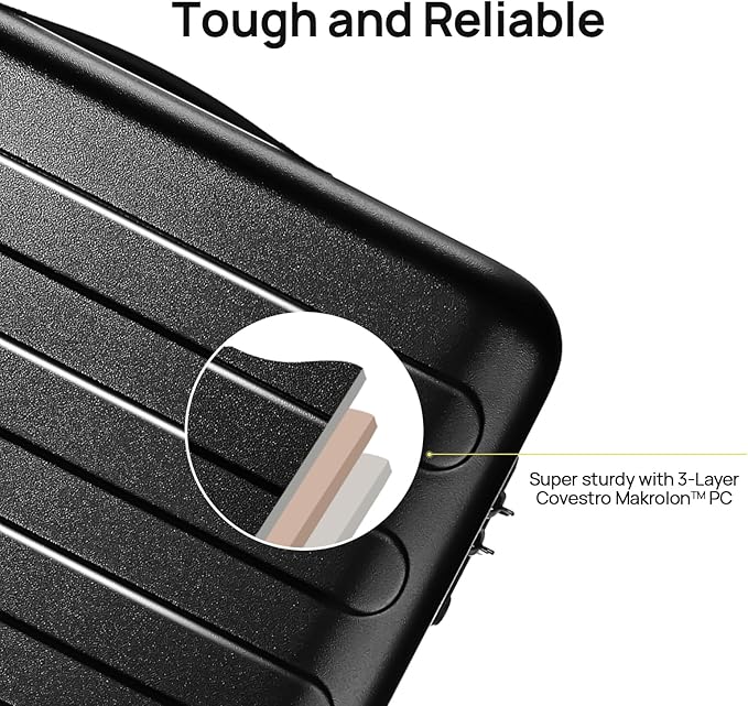 NINETYGO Medium Checked Luggage 26 Inch, Checking In Luggage with Smooth Spinner Wheels, Lightweight, Hard Shell PC Suitcase, Lightweight Travel Luggage, TSA Approved (Black, Rhine Basic)