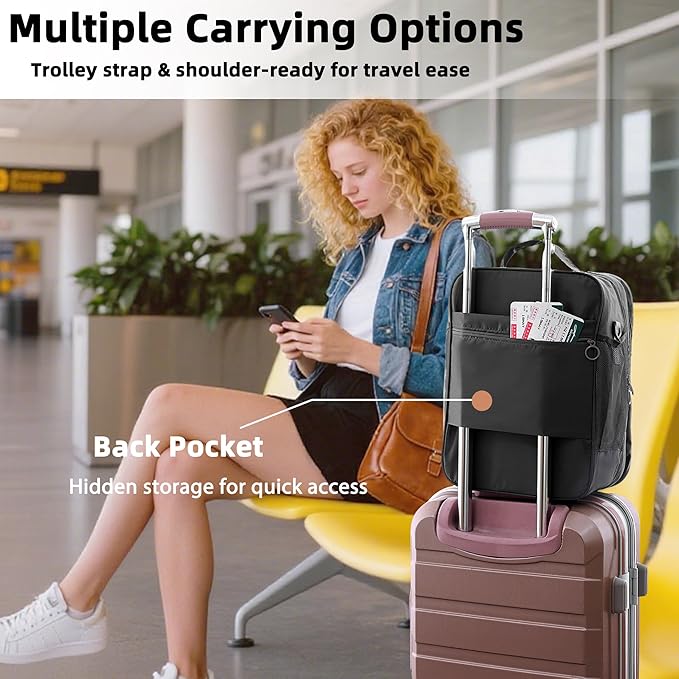 Large Shoe Bags for Travel Holds 4 Pair of Shoes, Shoe Storage Pouch with 3 Layers Compartments, Waterproof & Washable (Black)
