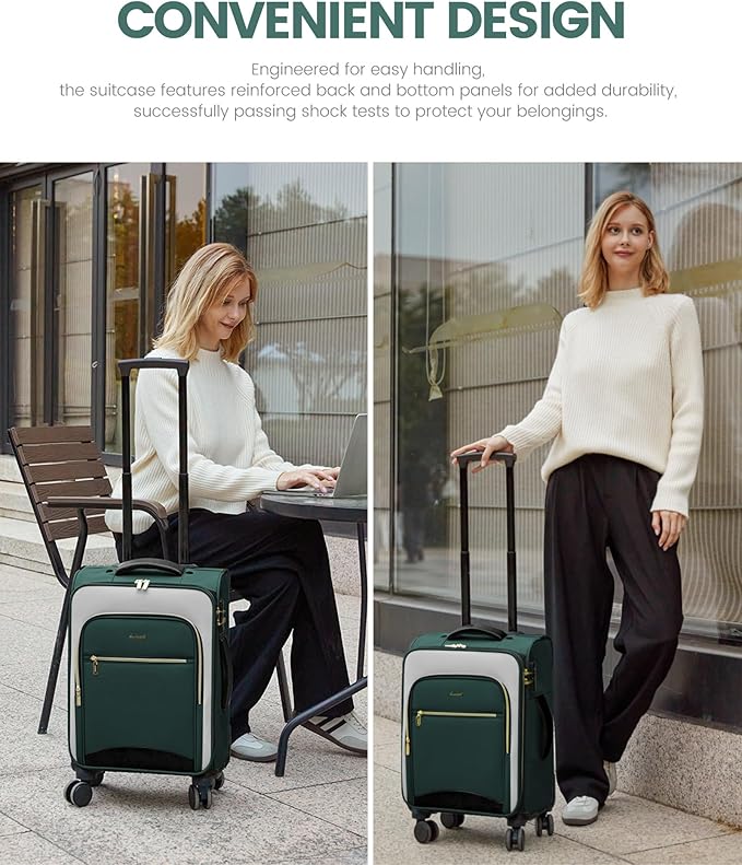 LOVEVOOK Carry On Luggage 22x14x9 Airline Approved, 20 Inch Softside Suitcases with Wheels, Lightweight Spinner Carry on Suitcase with TSA Lock, Water-Resistant Large Capacity Luggage for Travel